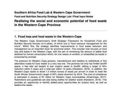 Realising the social and economic potential of food waste in WCP