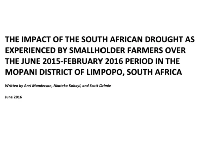 The Impact Of The South African Drought As Experienced By Smallholder Farmers